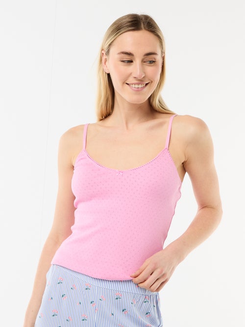 Solid Cotton Tank Top with Adjustable Spaghetti Straps - Kiabi