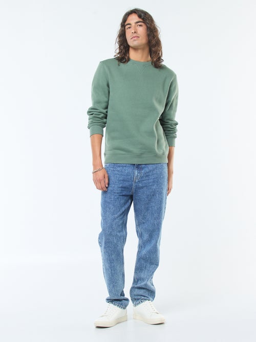 Solid Crew Neck Sweatshirt in Brushed Fleece - Kiabi