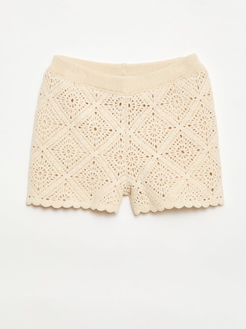 Solid crochet shorts - Kiabi