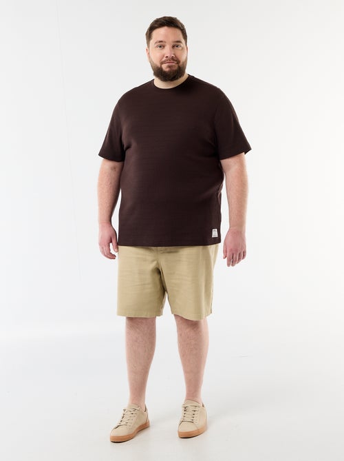 Solid Dobby Fabric Bermuda Shorts - Kiabi