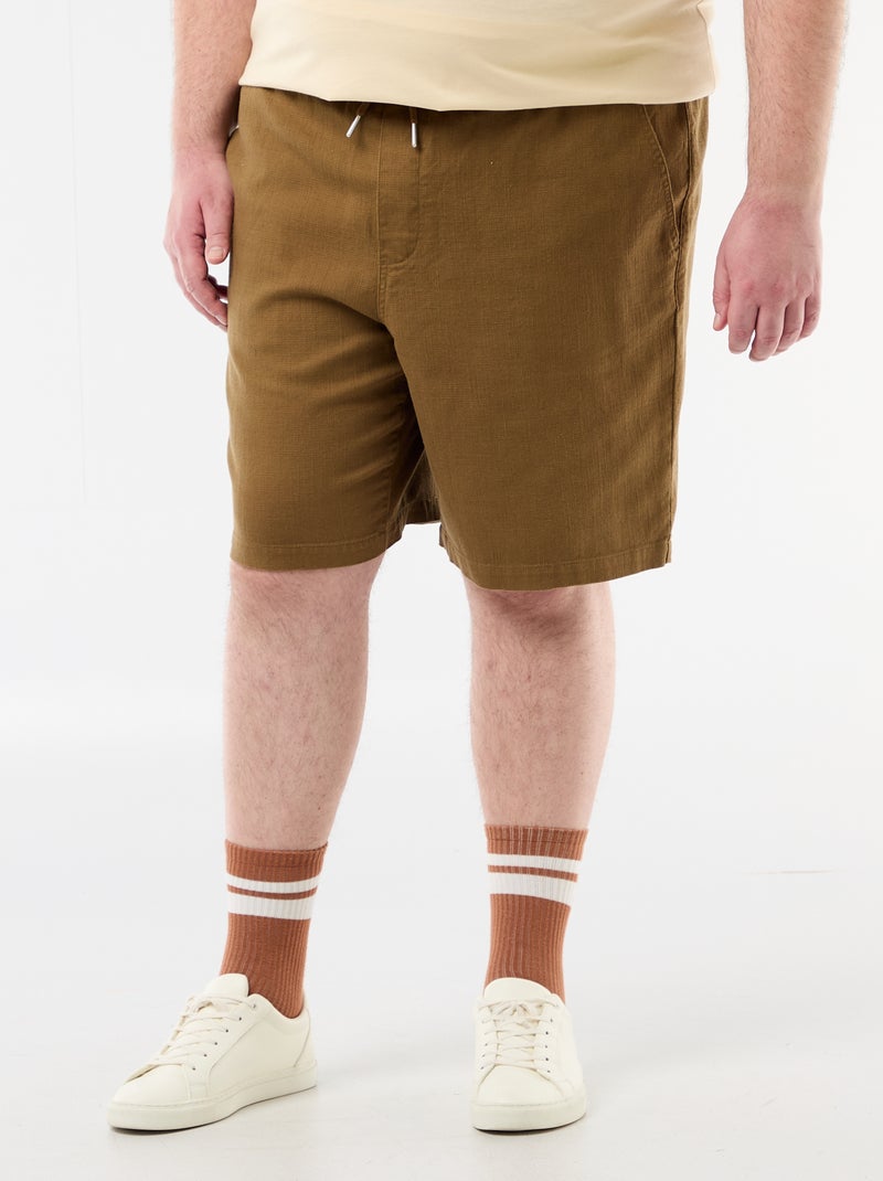 Solid Dobby Fabric Bermuda Shorts Brown - Kiabi
