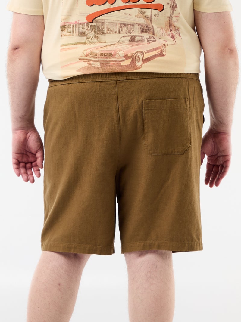Solid Dobby Fabric Bermuda Shorts Brown - Kiabi