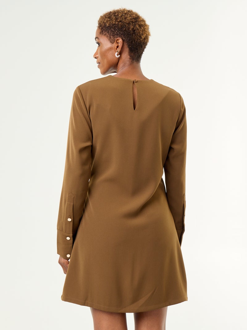 Solid dress with golden details Brown - Kiabi