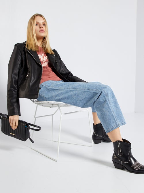 Solid Faux Leather Jacket - Kiabi