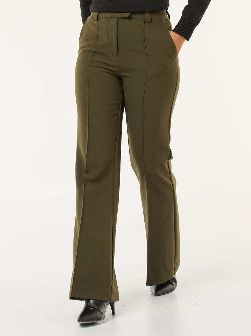 Solid Flare Leg Pants Khaki - Kiabi