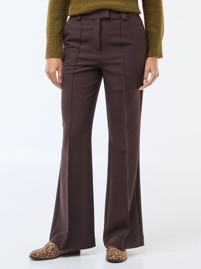 Solid flared trousers Brown - Kiabi