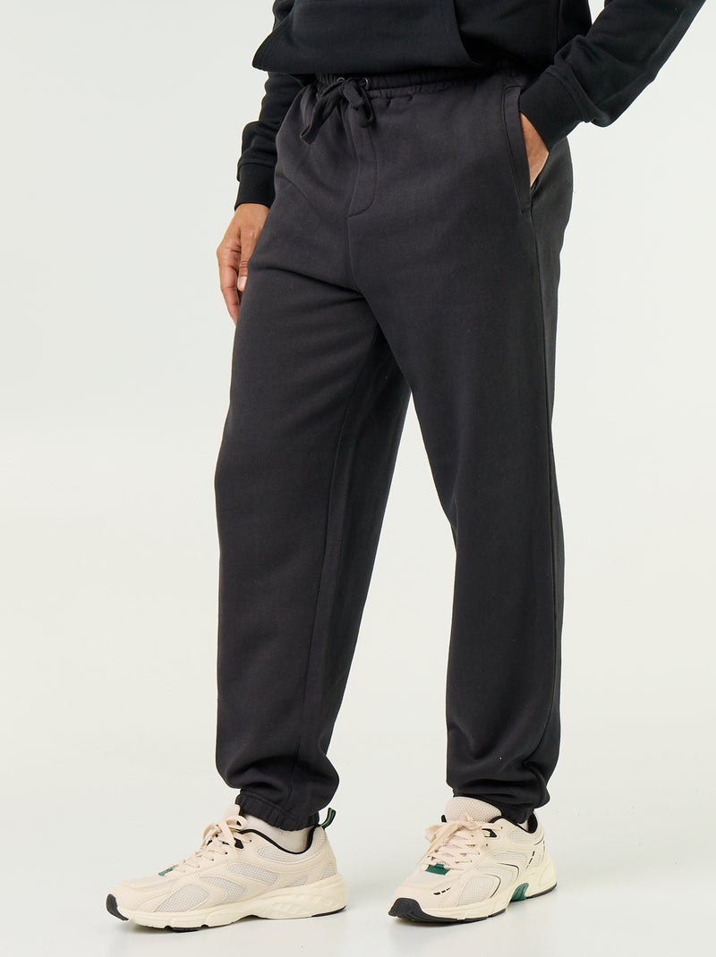 Solid Fleece Jogger Pants Black - Kiabi