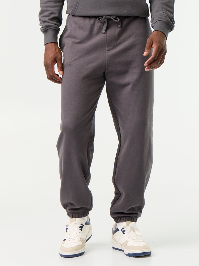 Solid Fleece Jogger Pants Grey - Kiabi