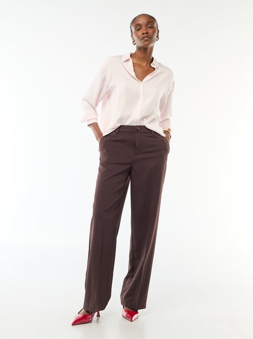 Solid Flowy Wide-Leg Trousers - Kiabi