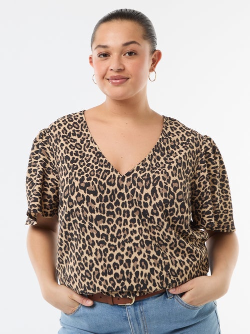 Solid Fluid Short-Sleeved Blouse - Kiabi Solid Fluid Short-Sleeved Blouse - Kiabi