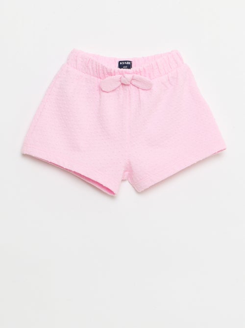 Solid Jacquard Knit Shorts with Decorative Bow - Kiabi