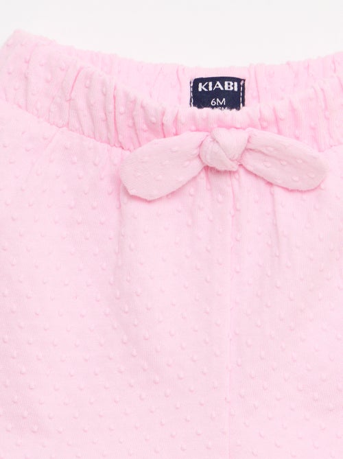 Solid Jacquard Knit Shorts with Decorative Bow - Kiabi