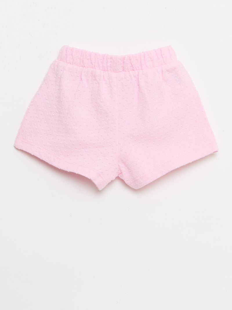 Solid Jacquard Knit Shorts with Decorative Bow Pink - Kiabi