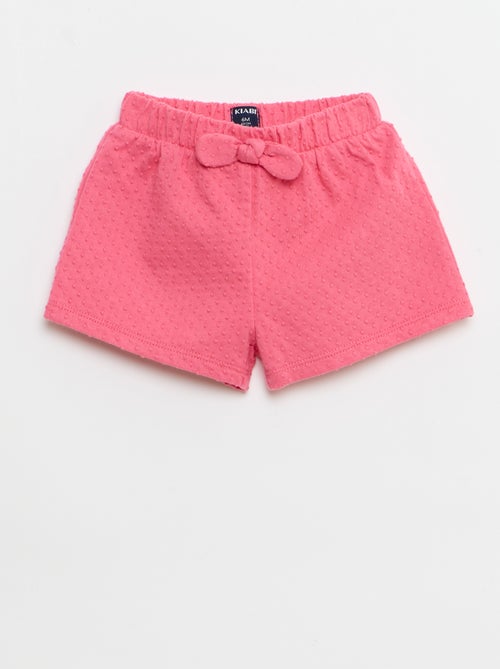 Solid Jacquard Knit Shorts with Decorative Bow - Kiabi