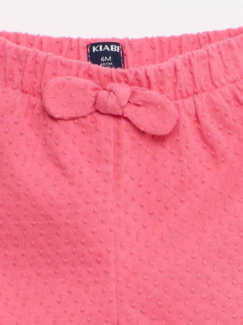 Solid Jacquard Knit Shorts with Decorative Bow - Kiabi