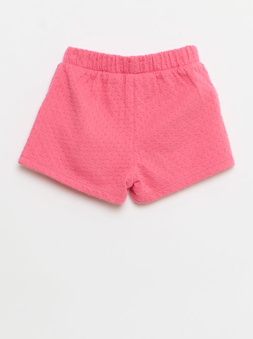 Solid Jacquard Knit Shorts with Decorative Bow - Kiabi
