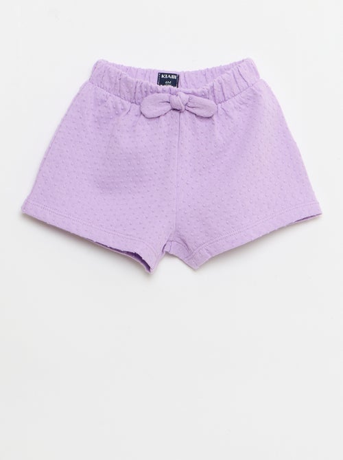 Solid Jacquard Knit Shorts with Decorative Bow - Kiabi