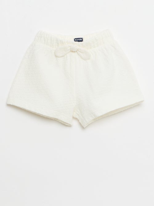 Solid Jacquard Knit Shorts with Decorative Bow - Kiabi