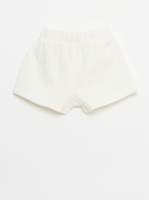 Solid Jacquard Knit Shorts with Decorative Bow - Kiabi