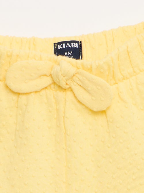 Solid Jacquard Knit Shorts with Decorative Bow - Kiabi
