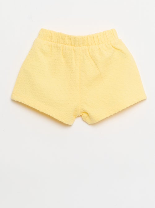 Solid Jacquard Knit Shorts with Decorative Bow - Kiabi
