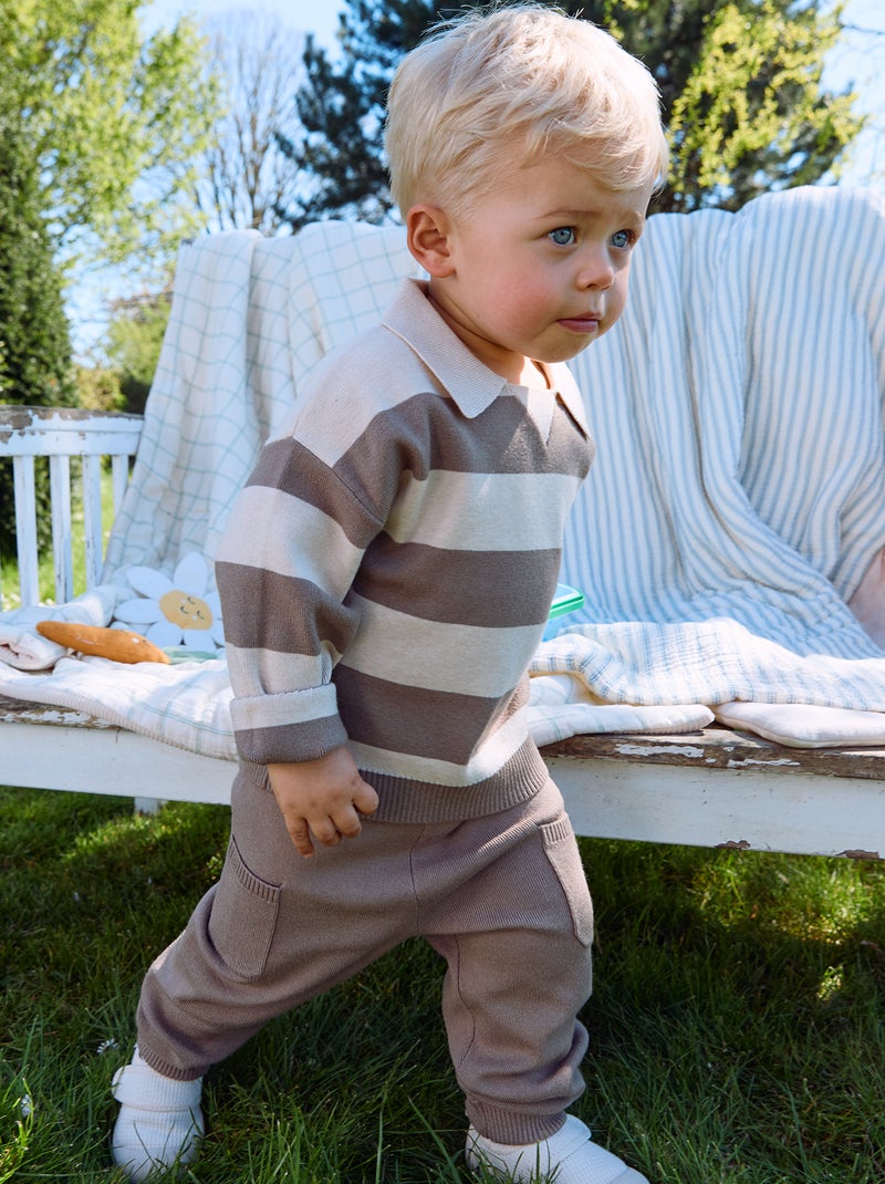 Solid knit pants Brown - Kiabi