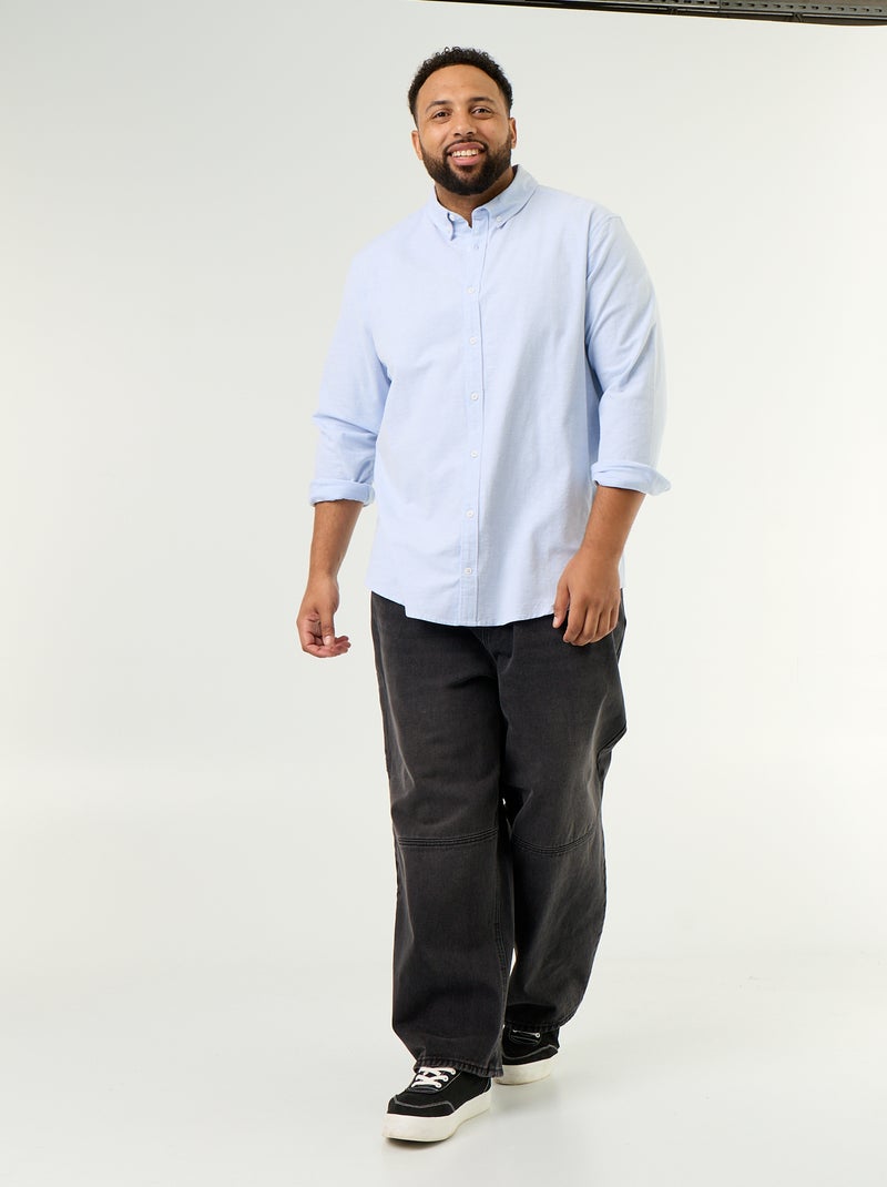 Solid Long-Sleeved Shirt Blue - Kiabi