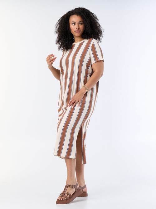 Solid Long T-Shirt Dress - Kiabi Solid Long T-Shirt Dress - Kiabi