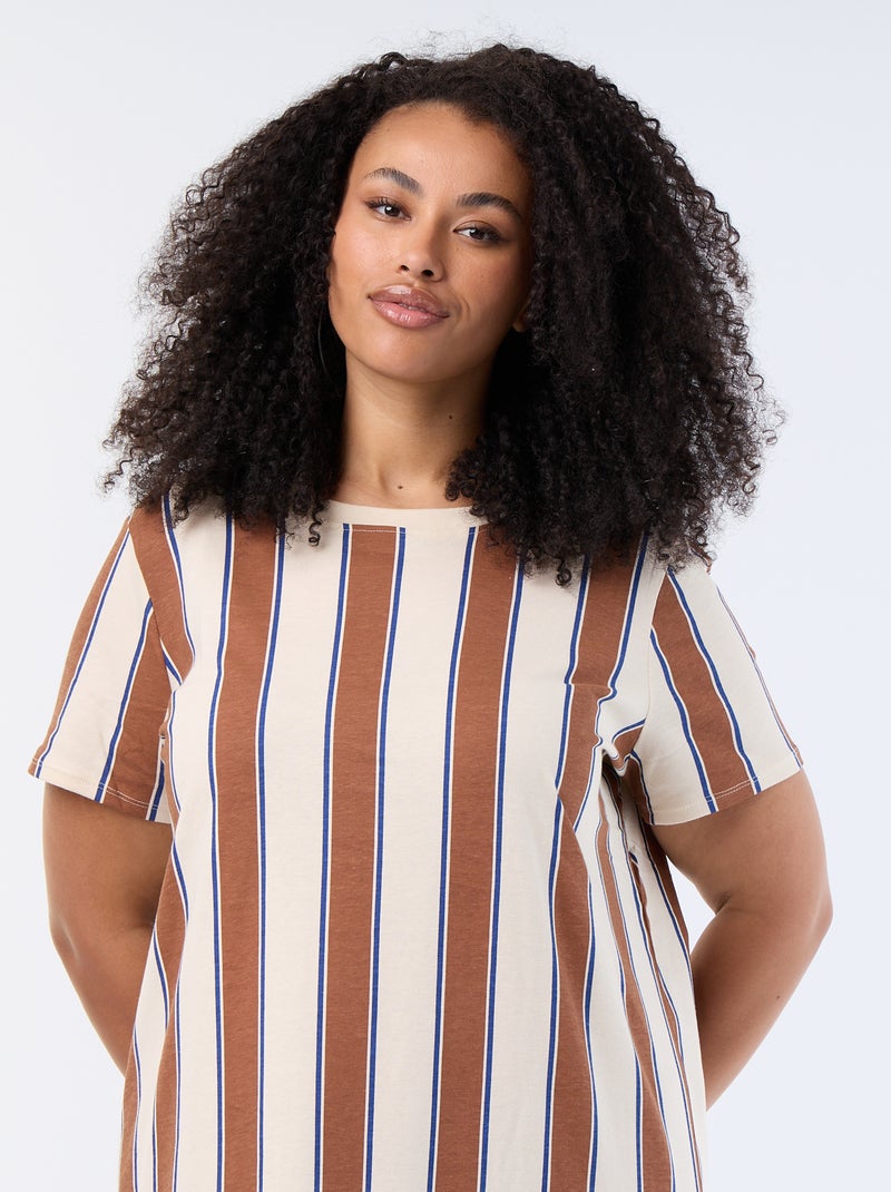 Solid Long T-Shirt Dress Beige - Kiabi