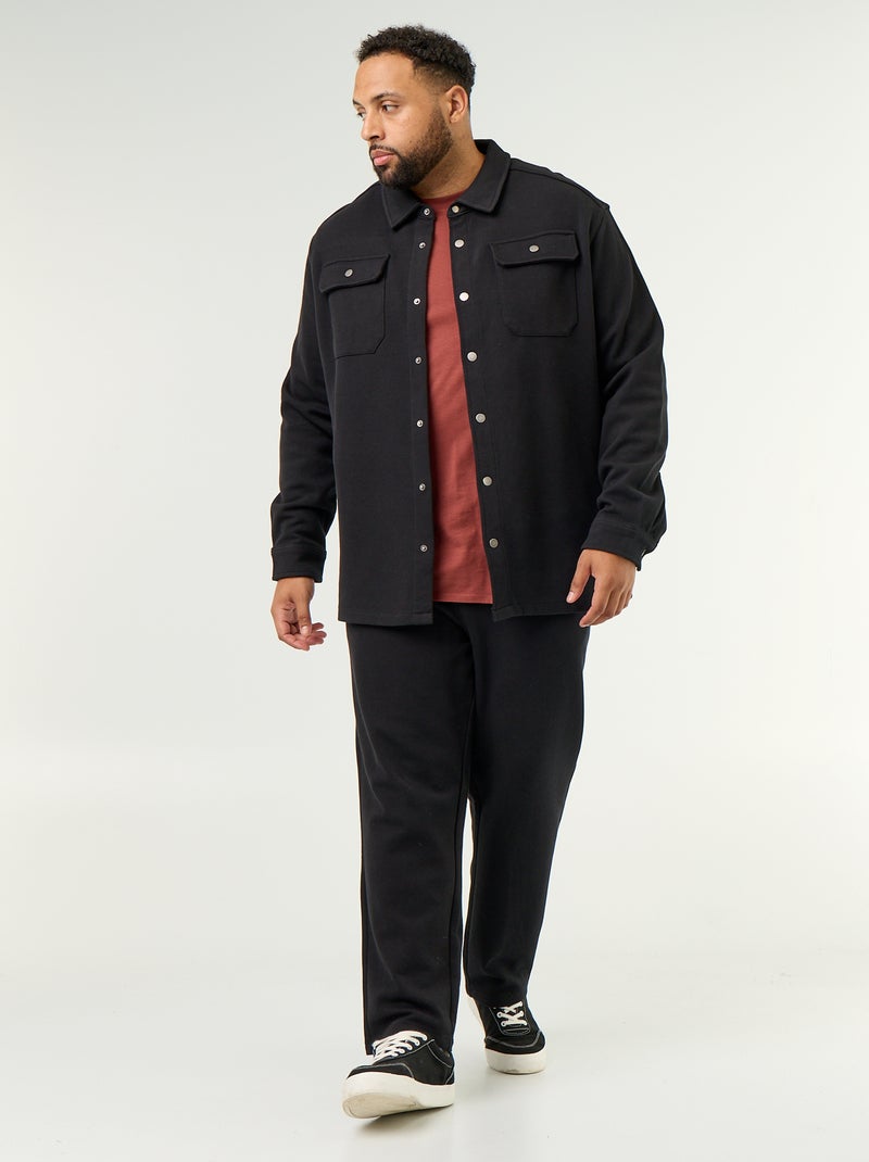 Solid Pique Knit Overshirt Black - Kiabi