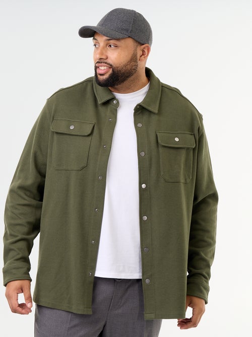Solid Pique Knit Overshirt - Kiabi