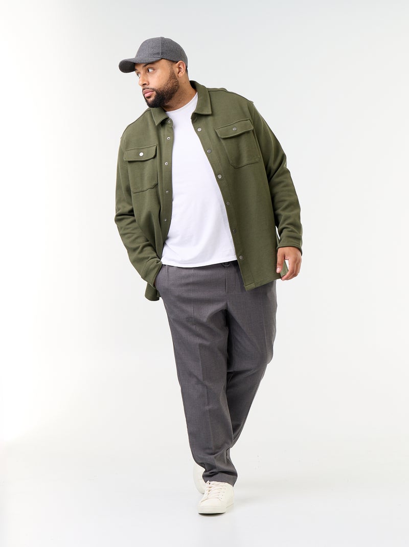 Solid Pique Knit Overshirt Green - Kiabi