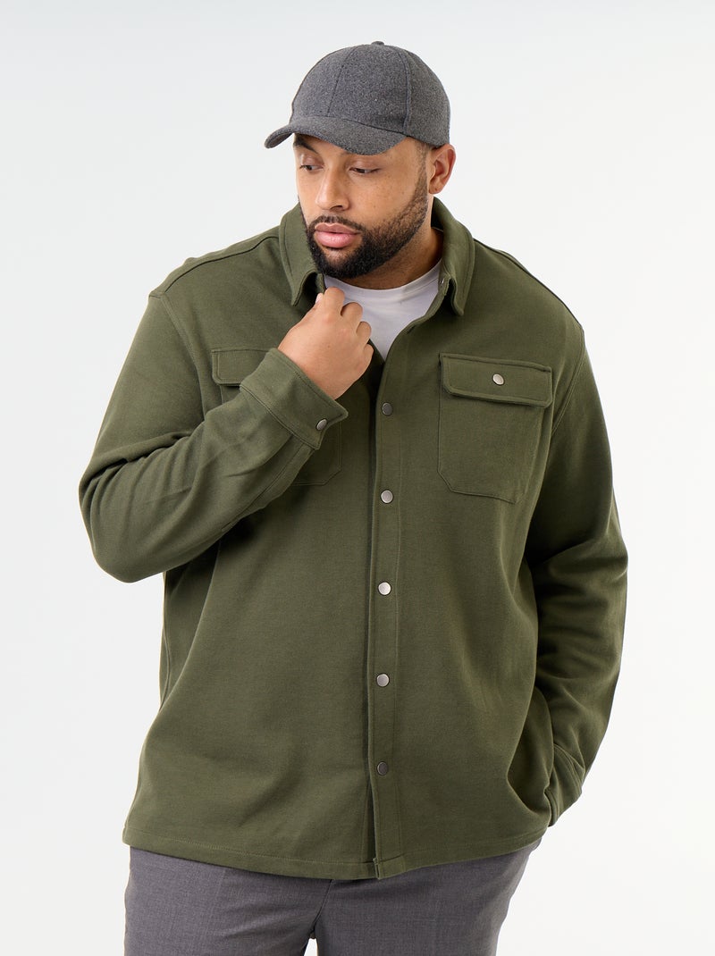 Solid Pique Knit Overshirt Green - Kiabi