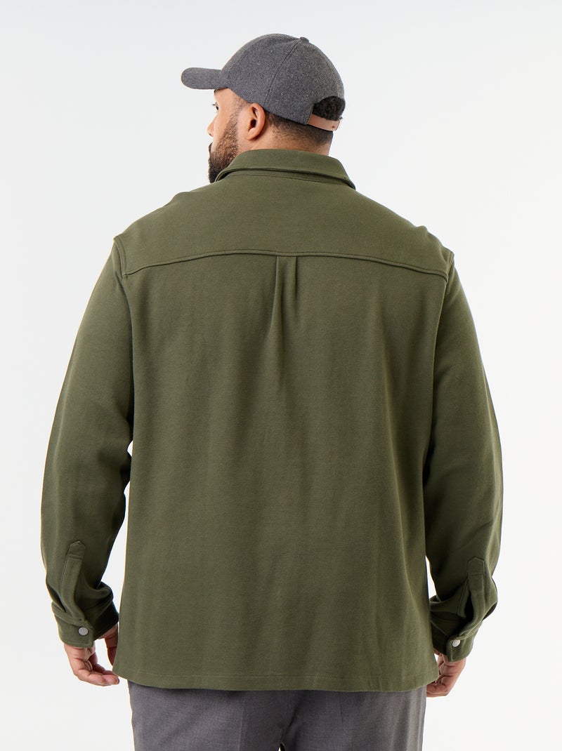 Solid Pique Knit Overshirt Green - Kiabi