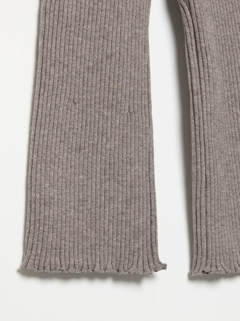 Solid Ribbed Knit Leggings Brown - Kiabi