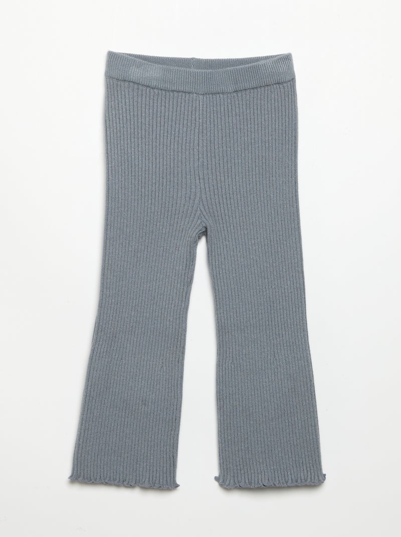 Solid Ribbed Knit Leggings Grey - Kiabi