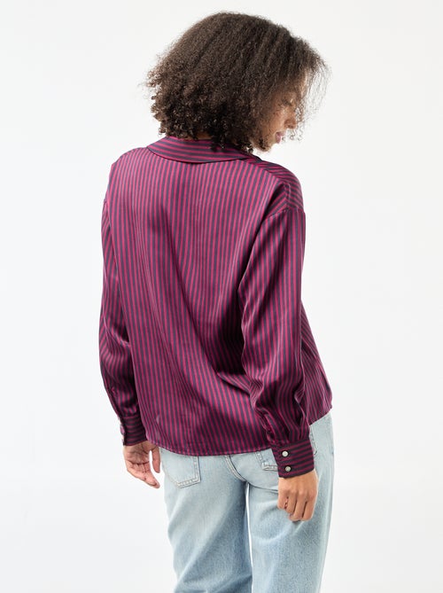 Solid Satin Long-Sleeve Blouse - Kiabi