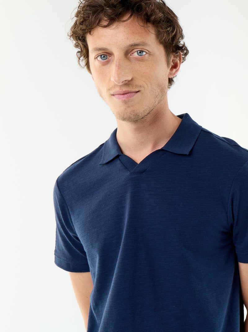 Solid Short-Sleeved Polo Black - Kiabi