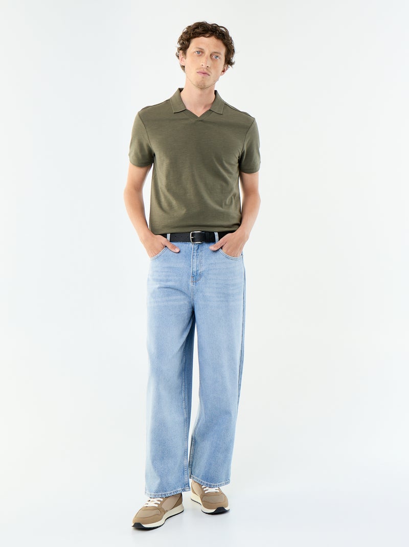 Solid Short-Sleeved Polo Khaki - Kiabi