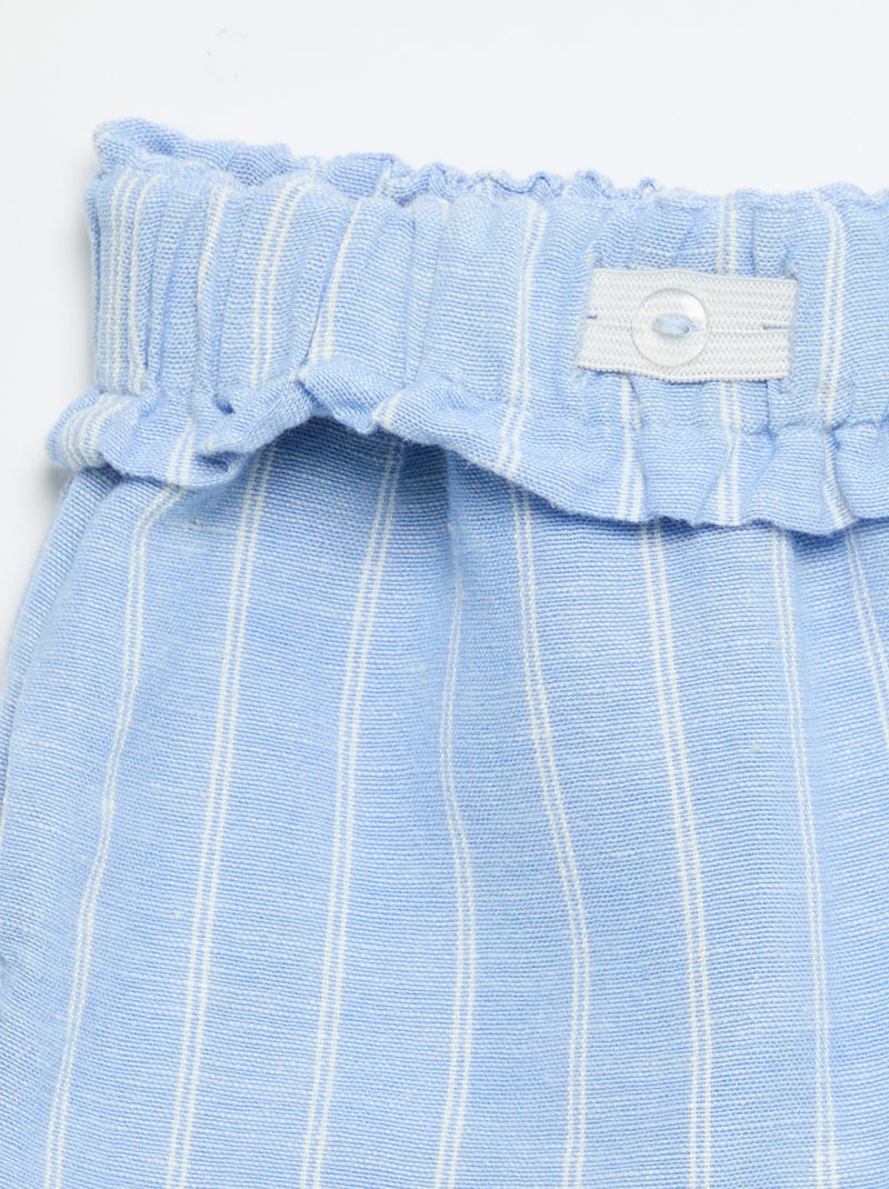 Solid Shorts with Decorative Bow Blue - Kiabi
