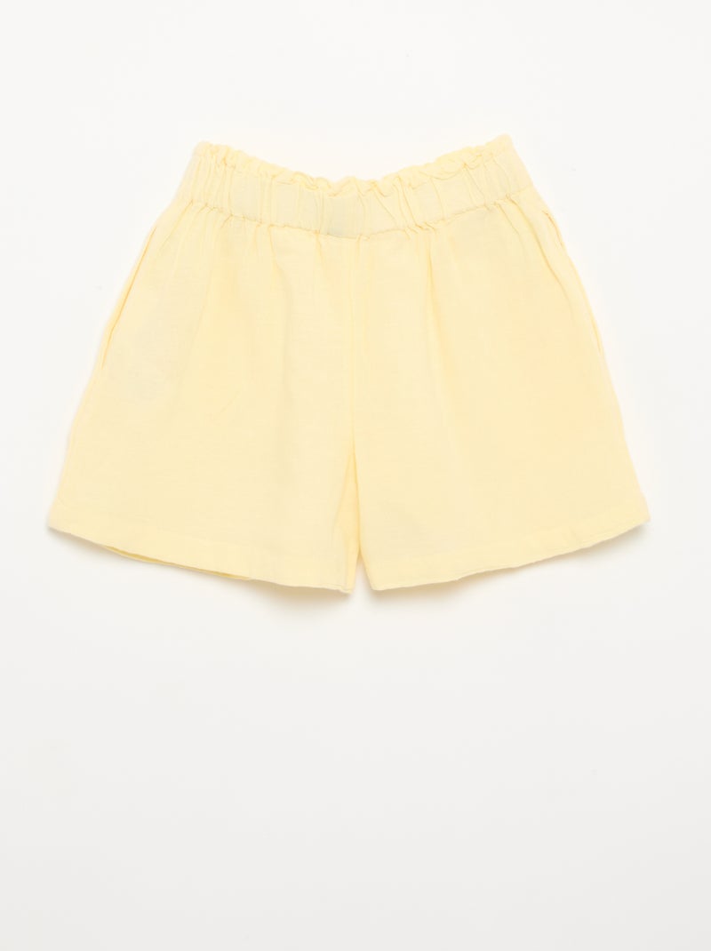 Solid Shorts with Decorative Bow Yellow - Kiabi