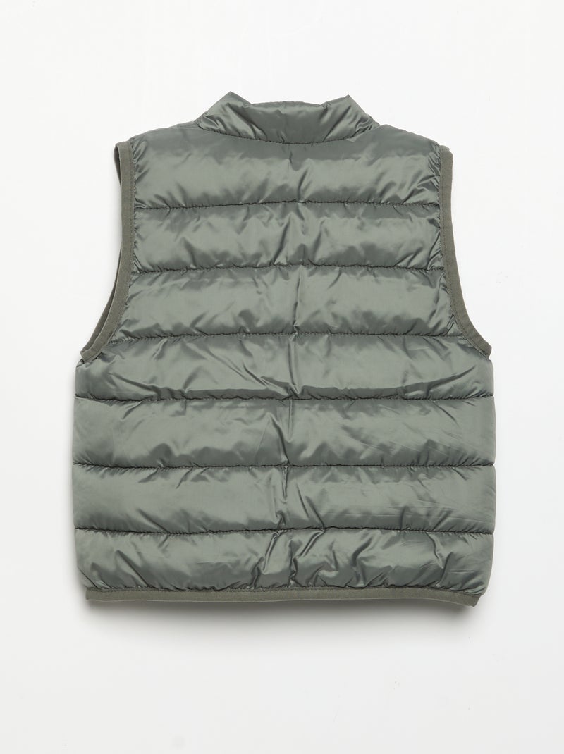 Solid Sleeveless Quilted Jacket Green - Kiabi