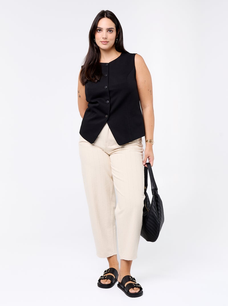 Solid Sleeveless Tailored Vest Black - Kiabi