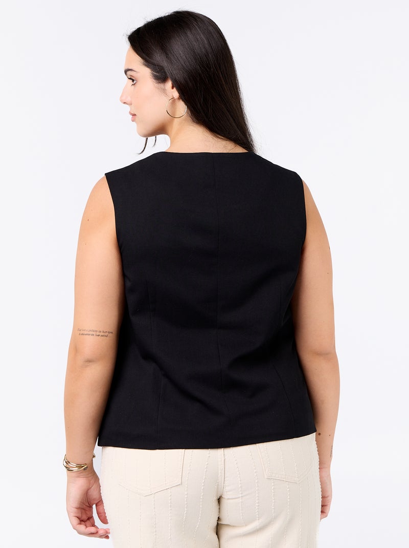 Solid Sleeveless Tailored Vest Black - Kiabi