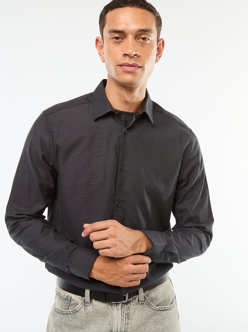 Solid Straight-Fit Shirt - Kiabi Solid Straight-Fit Shirt - Kiabi