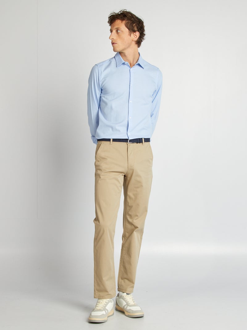 Solid Straight-Fit Shirt BLUE - Kiabi