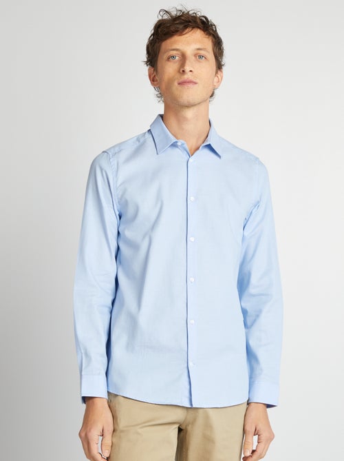Solid Straight-Fit Shirt - Kiabi Solid Straight-Fit Shirt - Kiabi