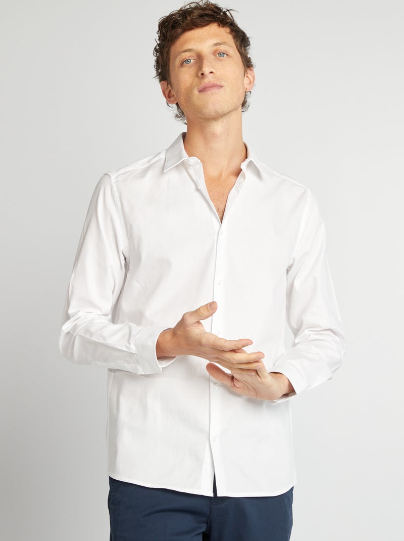 Solid Straight-Fit Shirt White - Kiabi