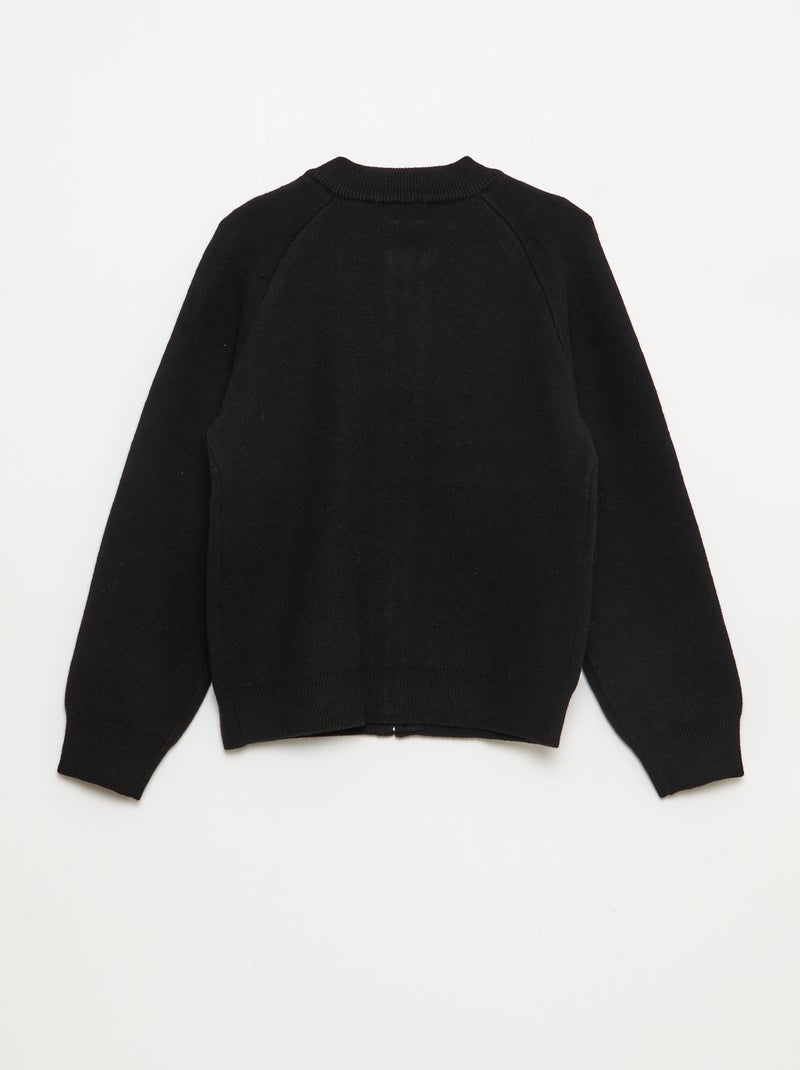 Solid Sweatshirt with Zipped Collar Black - Kiabi