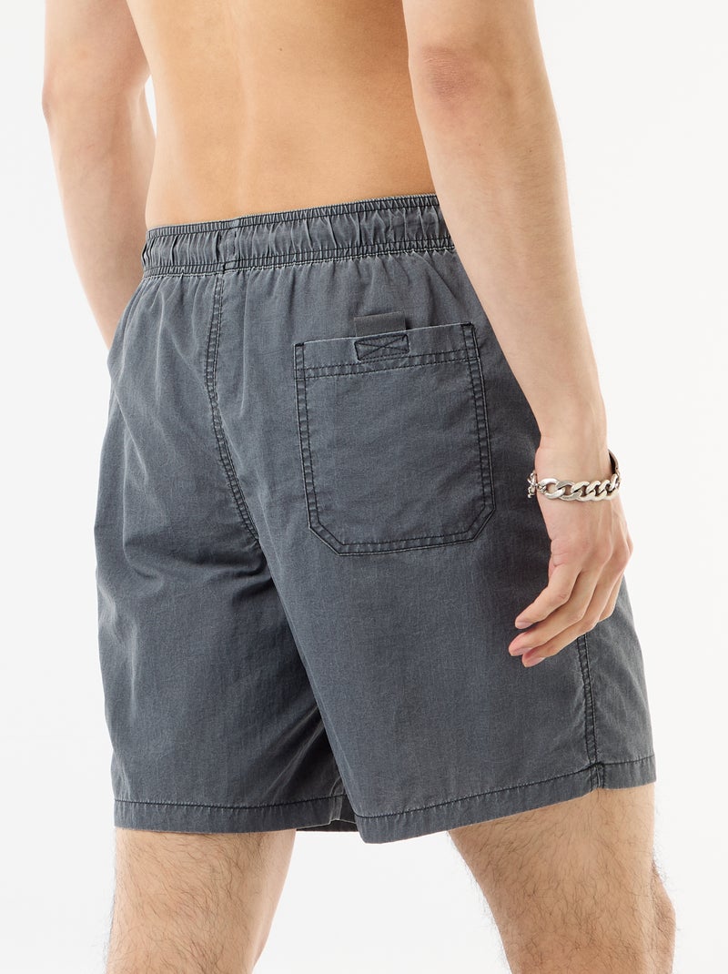 Solid Swim Shorts with Pockets Black - Kiabi